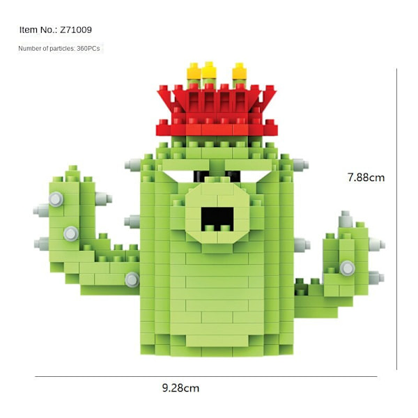 Barnleksak Plants Vs Zombies Byggklossar Pussel Sömnadsleksaker cactus