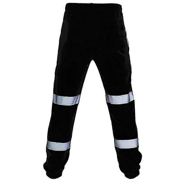 2025 Nya Herr Casual Byxor Splitsad Silver Reflekterande Ränder Dragsko Arbetskläder BLACK 4XL