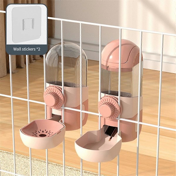Hängande Automatisk Kaninmatare och Vattendispenser Rosa
