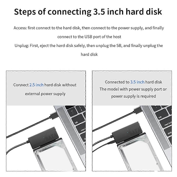 USB 3.0 till Sata-kabel Sata III till Usb 3.0 Adapterkabel Stöd HDD