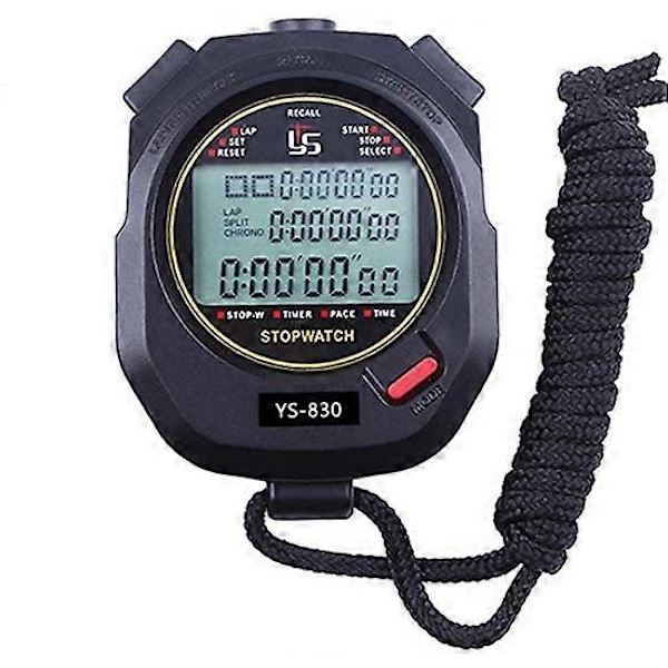 Stoppur Professionell Timer 3 Rader 10/30/100 Varv Split Minne Med Digital Extra Stor Skärm