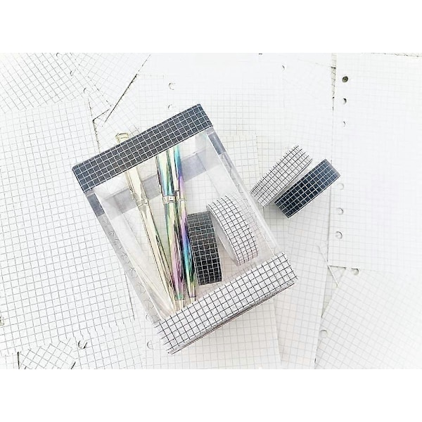 10 rullar rutigt washi-tejp set självhäftande papper maskeringstejper bredd klibbig papperstejp för DIY scrapbooking hantverk dekor etiketter konst bokdesign