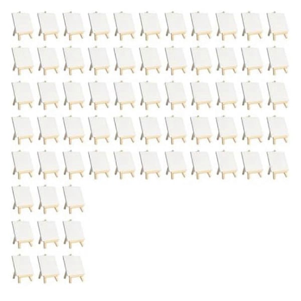 Mini Canvas med Staffli Set 64-pack, 4x4 Tum Konst Canvas Målningskit