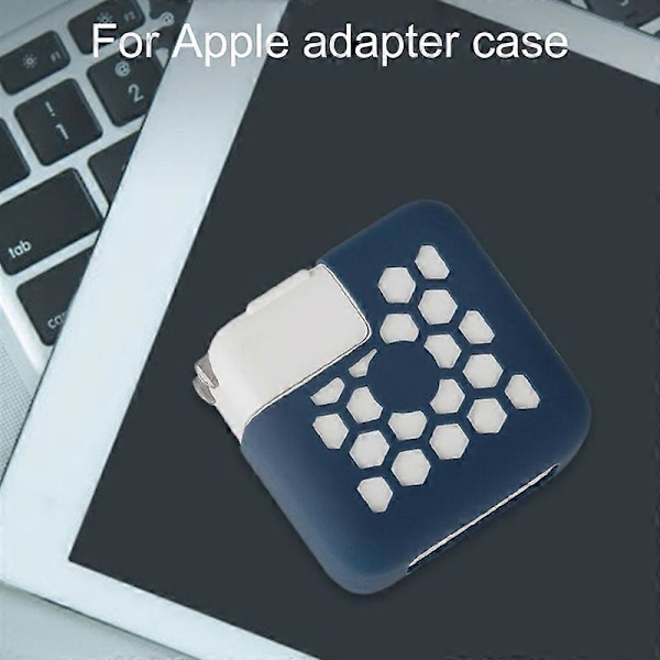 Adapter Skydd Mjukt Splittersäkert Silikon Ihåligt Honungskake Skyddsfodral för Macbook Laddare White A