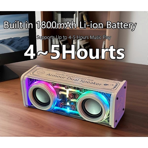 Transparenta Mecha-högtalare Bluetooth-kompatibel 5.0 1800mAh för fest (Vit)