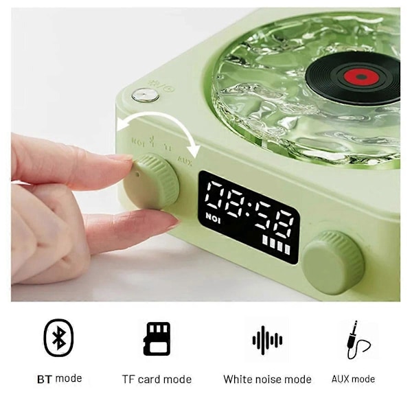KW03 Retro Vinyylilevykaiutin RGB Langaton Bluetooth 5.0 Vihreä