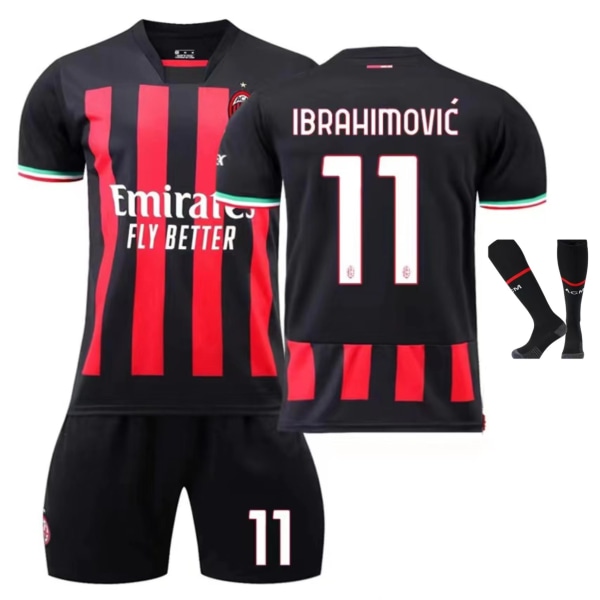 global Hot Sale Ac Milan Jersey Hemmabana nr 11 Vuxen fotbollsdräkt Set Svart black S