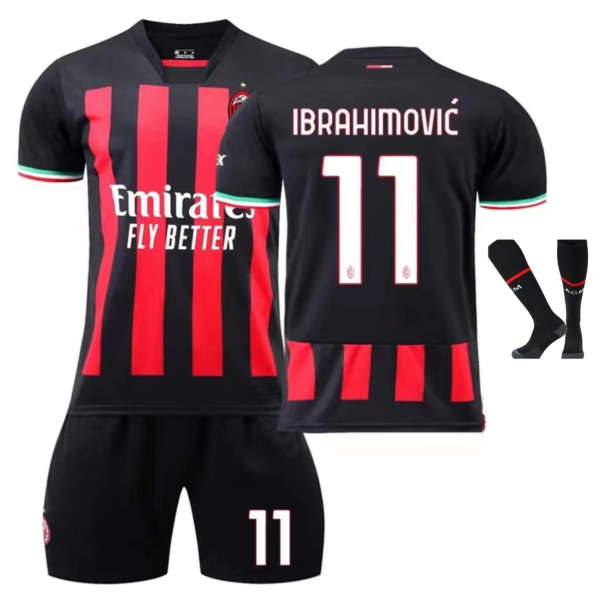 global Hot Sale Ac Milan Jersey Hemmabana nr 11 Vuxen fotbollsdräkt Set Svart black XL