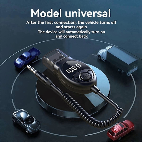 Bluetooth 5.3 Trådlös FM-sändare för bil USB till 3,5 mm Jack Audio Musik Mikrofon Handsfree Adapter för Bilhögtalare