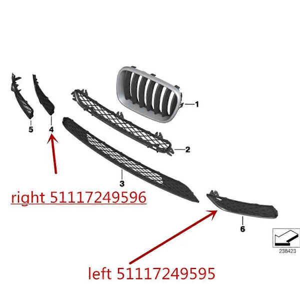 Bil Främre Stötfångargrill Främre Ventilation Nedre Grill Dimljusram 51117249596 51117249595 för F25 X3