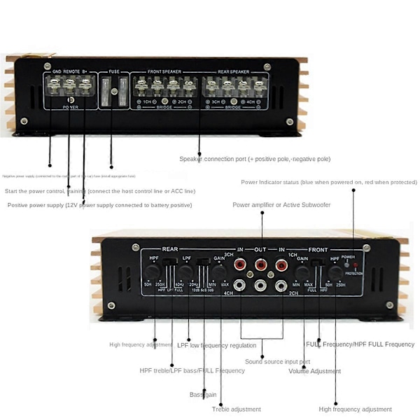 4500W auton audio vahvistin, nelikanavainen suurtehovahvistin