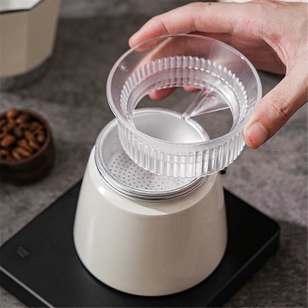 Kaffepress för Moka Pot Roterande Pulverdosering för 150ml Svart