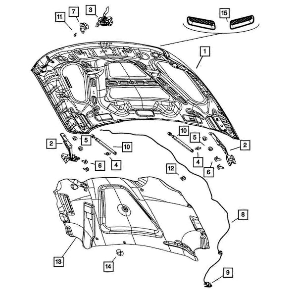 1 Par Främre Sida Huv Gitterram Sport för Ram 1500 2010-2021 68324990AA 68324991AA