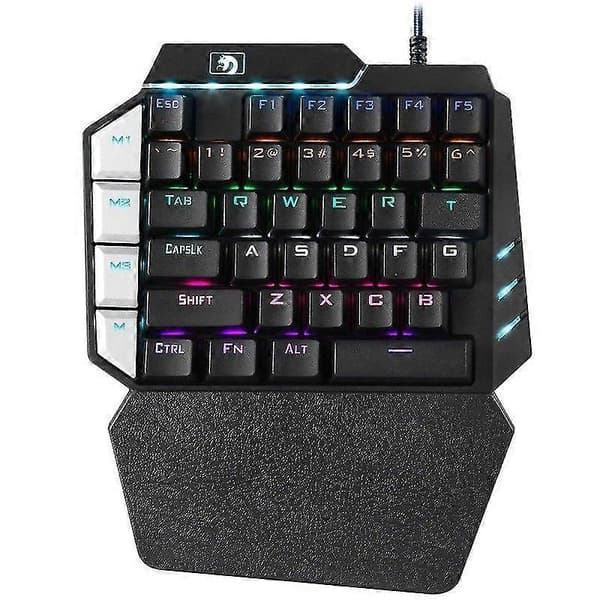 Mini -enhånds Gaming RGB LED Baggrundsbelyst USB Kablet Spil 38 Tasters Tilbehør