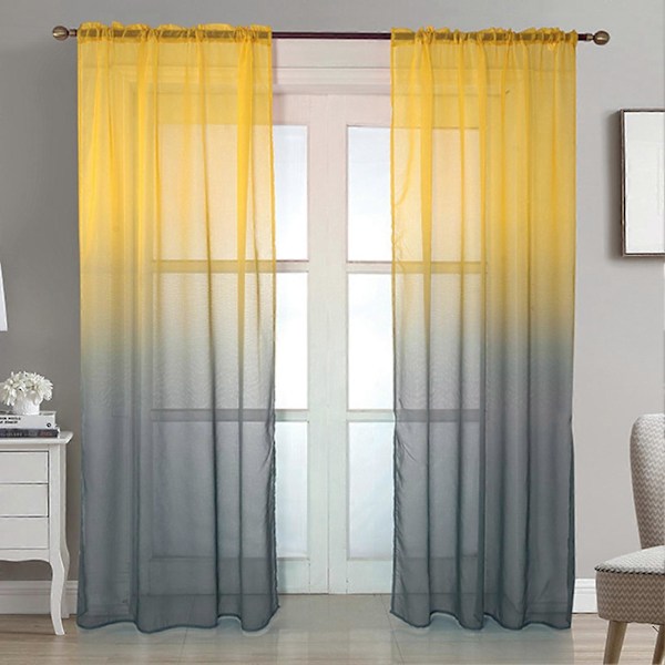 Tyllgardin Icke-blekande Andningsbar Polyester Gradient Design Skir Drapering för Vardagsrum Grey L