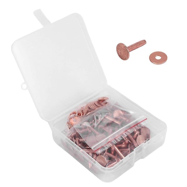 100 Set Kopparnitar och Brickor Lädernitar för Plånböcker Halsband