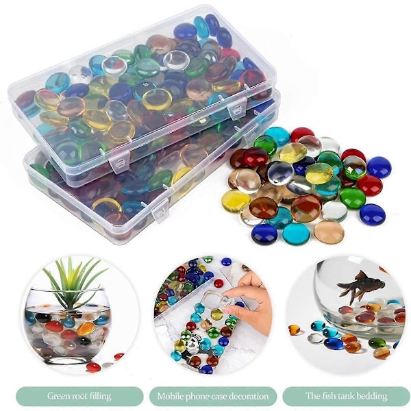 Mini Glasstenar, Blandade Färger Mancala Stenar Platt Botten Marmorpärlor för Hem Dekorativ Konst Hantverk Vas Fyllmedel