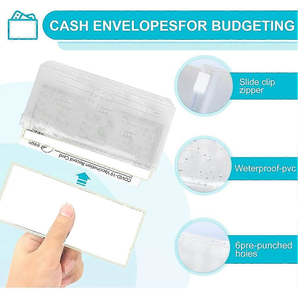 Ringpärm A6, Notebook-mappar med plastfickor för pengar, budgetblad B