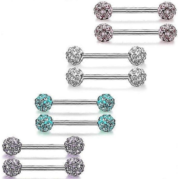 Tungpiercing i rostfritt stål med perforerad barbell [Blå]