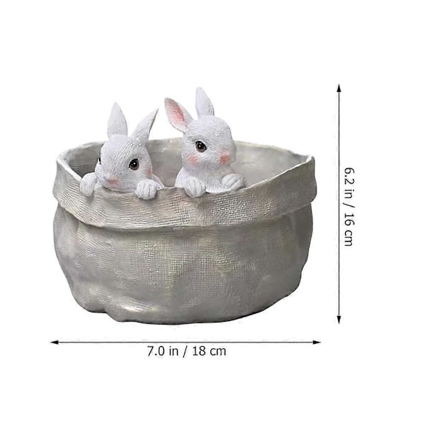 Yndig Påskehare Blomsterpotte Kanin Potteplante Ornament Harpiks Dejligt Ornament Plantepotte