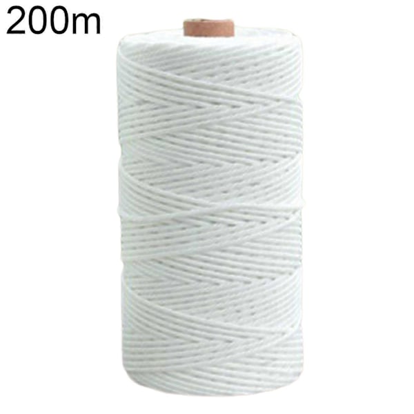 3mm 100m/200m DIY Käsin kudottu puuvillainen askartelu makramee naru punottu seinävaateköysi White 200m