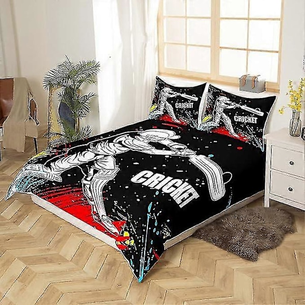 2025 Cricket Spelare Sängkläder Set För Flickor Pojkar Barn Sporttema Täcke Örngott Dekorativ Cricketboll Spel Påslakan Tie Dye 220x240cm