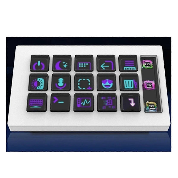 För StreamDeck Tangentbord LCD 15 Tangenter Innehållsskapande Kontroller (Svart)