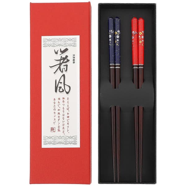 2 par japanske træpinde, spisepinde til par (assorteret farve)