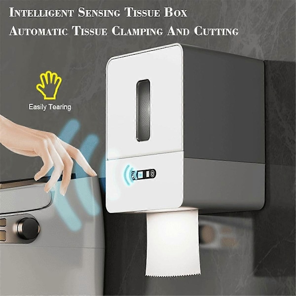 Smart Touchless Toalettpappershållare, Elektronisk Sensor Pappershanddukshållare, med Nattlampa, USB-laddning