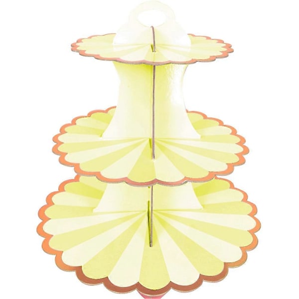 3-Vånings Cupcake Dessert Pappersställ Display Rack Födelsedag Bröllop Festtillbehör Yellow lollipop
