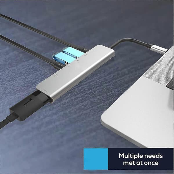 Usb C Hub-le, 6-i-1 Usb C til Hdmi Port Adapter Sd