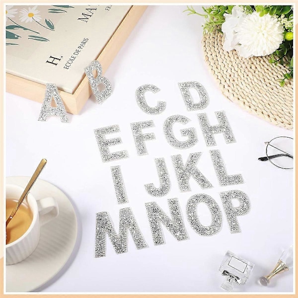 52 stycken Glitter Strass Alfabet Bokstav Dekaler 6 cm Resin Strass Stryk på Bokstav Glitter Självhäftande A-Z