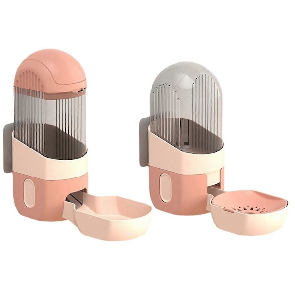 Hängande Automatisk Kaninmatare och Vattendispenser Rosa