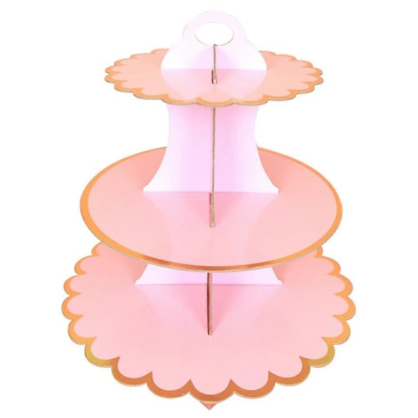 3-Vånings Cupcake Dessert Pappersställ Display Rack Födelsedag Bröllop Festtillbehör Rose Red Lace Edge