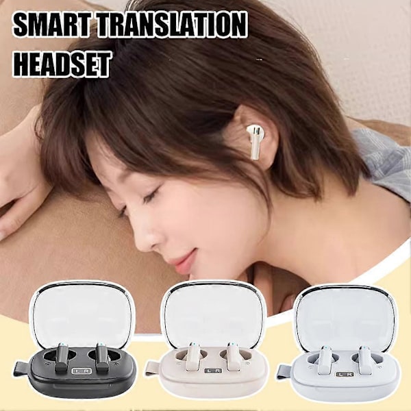 Hängande Öra AI Intelligent Realtidsöversättning Bluetooth Hörlurar Black