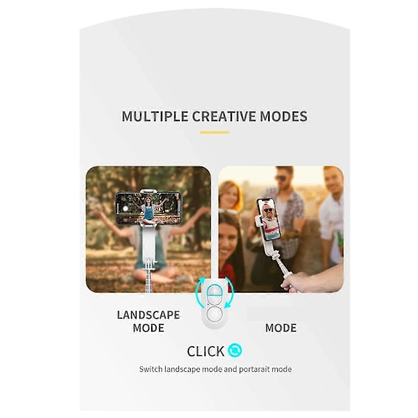 Håndholdt Gimbal Stabilisator Bluetooth Selfie Stick Holder Hvid