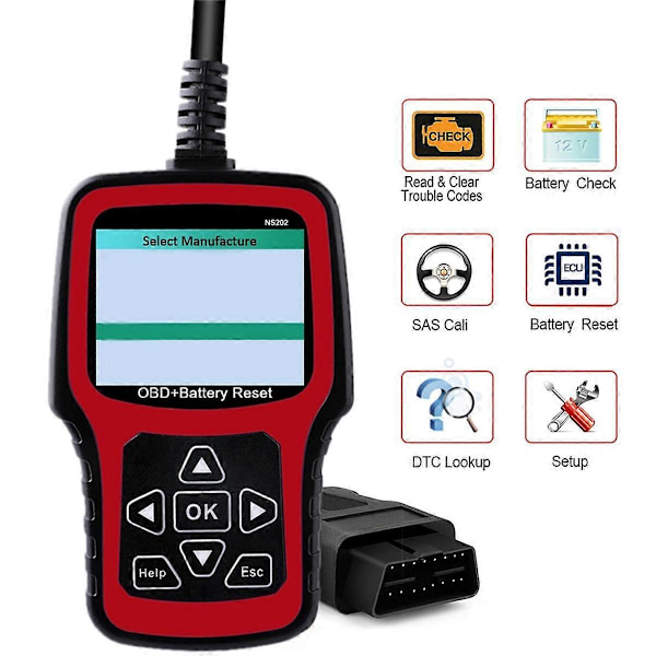 NS202 Batteriregistreringsverktyg+OBD/EOBD-diagnostik Stöder 10 OBD/EOBD-testlägen för , , MINI,