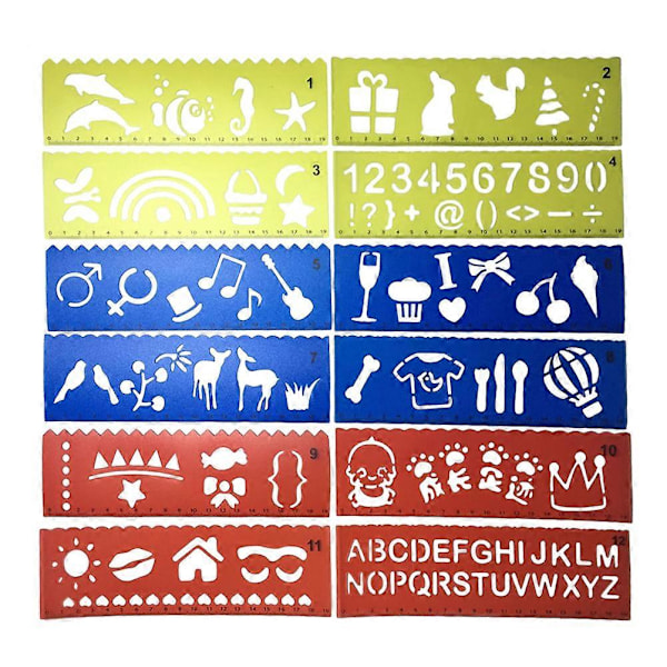 12 KPL Ontto Piirustus Maalaus Sapluunat Muoviset Maalaus DIY Mallit Opiskelijoille