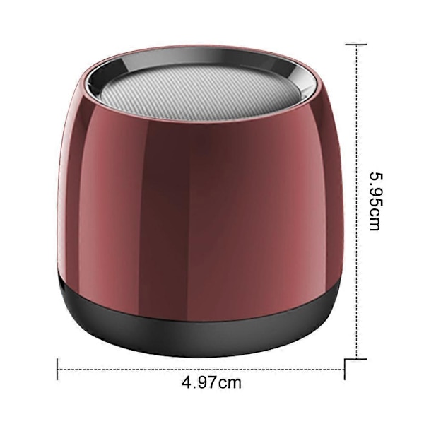 Metallkort Mini Rund Utomhus Hemdator Mini Högtalare Trådlös Bluetooth Högtalare Subwoofer (Röd)