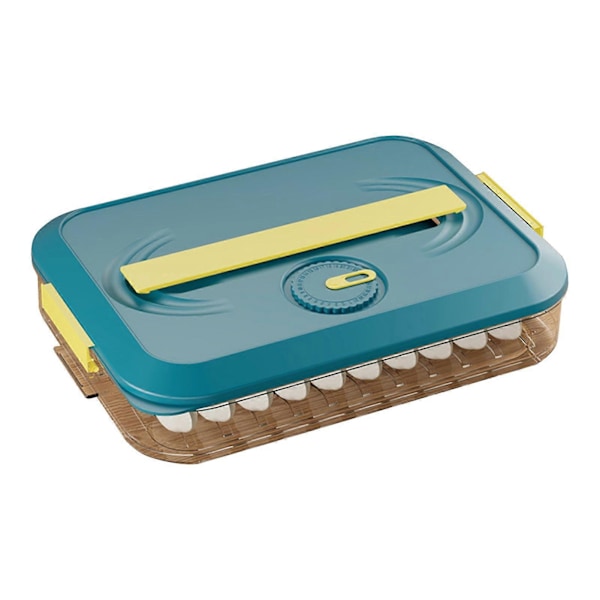 Opbevaringsboks til dumplings med håndtag, fødevaregodkendt BPA-fri non-stick stabelbar snackbeholder med låg, madopbevaringskasse Blue Single Layer