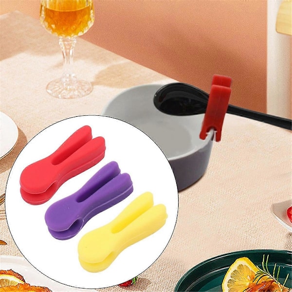 Silikon Skedhållare Kit Kök Grytkantklämma Hushållsbestickklämma Spatelklämma Bakning Anti-Overflow Klämma