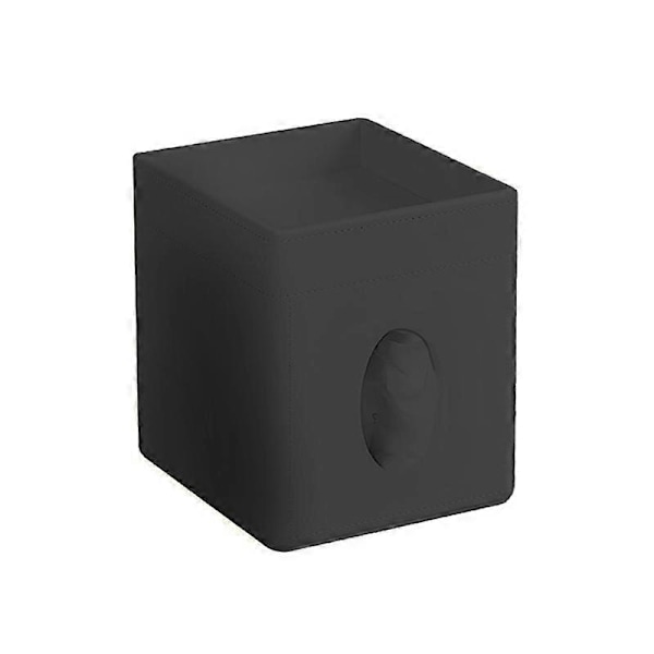 Servettbox, PU Läderhållare för Badrum Kontorsbord (Svart)