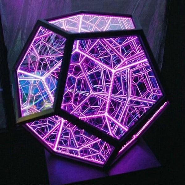 Cool Infinite Dodecahedron Nattlampa Färgad Konstlampa Skrivbordslampa Dekorationslampa Hem Skrivbord Dec