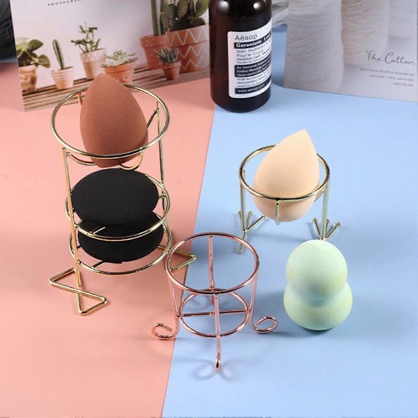 Makeup Svampeholder Hul Fristående Elektroplettering Daglig Brug Kommode Makeup Svampetørrer Forfængelighedsartikler Rose Gold C