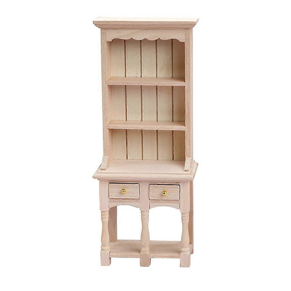 Woodsy Decor Miniatyr Bokhylla Modell Låtsas Lek Bokhylla Mini Hus Skåp Miniatyr Skåp Dekor