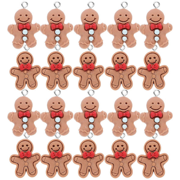 20 st Hartsberlocker Mini Pepparkaksgubbe Pärlor Pepparkaksgubbe Berlocker För Smyckestillverkning
