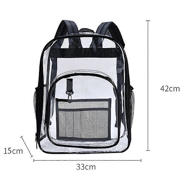 1 st Klar Ryggsäck, Kraftig Genomskinlig Ryggsäck Mode transparent PVC ryggsäck skolväska black