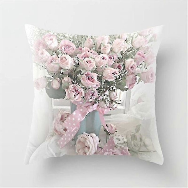 Rose Pæon Blomst Pudebetræk Pudevar Hjem Have Sofa Dekoration 11