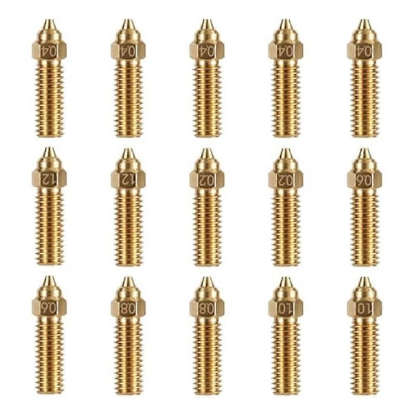 15 st Mässingsmunstycken Kit, K1 Munstycke Kit för 3D-skrivarmunstycke Kit