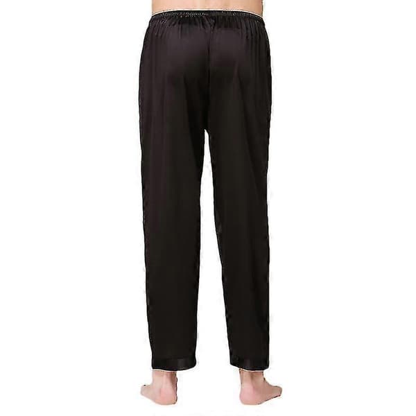 Herr Silke Satin Lång Pyjamas Byxor Underdel Dragsko Pyjamas Sovkläder Nattkläder Byxor Tw Black XL
